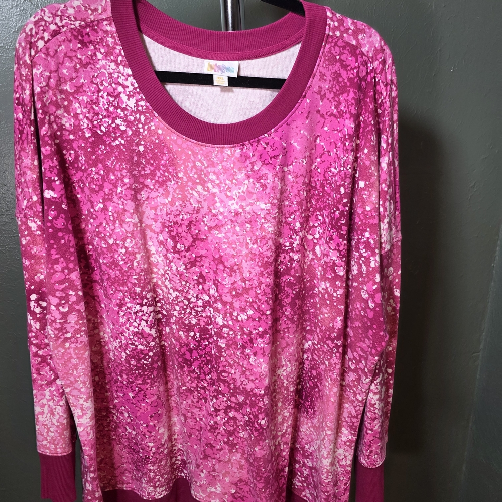 LuLaRoe Hannah Pink Speckled Long Sleeve Top